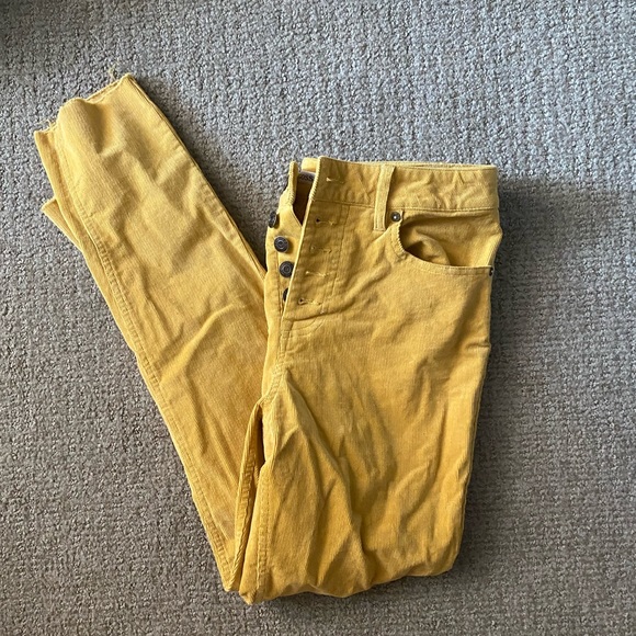 Vigoss Linzie Button Front Corduroy Pant Mustard 27 - Picture 3 of 4